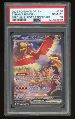 2025 Pokemon DRI EN Ethan's Ho-Oh Ex SIR Special Illustration RARE #230 PSA 10 - Image 1