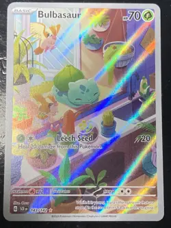 Pokemon Bulbasaur Illustration Rare Stellar Crown 143/142 Alt Art Kanto NM #K1 - Image 1