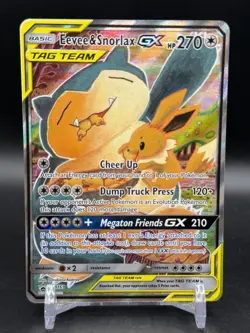 Eevee & Snorlax GX SM169 Sm Promo Alternate Art Pokemon English Tag Team NM- - Image 1