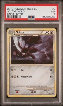 SCIZOR #7 PSA 7 2010 Pokemon Undaunted HOLO Rare Heartgold & Soulsilver NEW CERT - Image 1