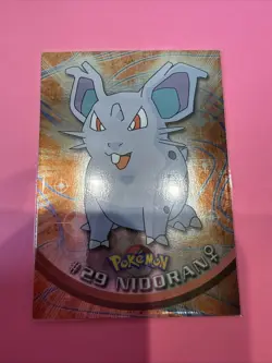 1999 Topps Pokemon TV Animation NIDORAN #29 Texture Holo Silver Foil Black Logo - Image 1