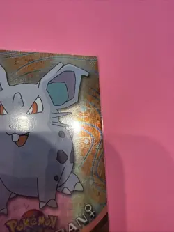 1999 Topps Pokemon TV Animation NIDORAN #29 Texture Holo Silver Foil Black Logo - Image 3