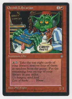 Dark Print Orcish Librarian LP Ice Age 1995 WOTC MTG Magic Misprint Vintage Rare - Image 1