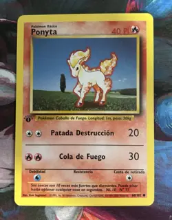 1st Edition SPANISH Ponyta 60/102 Base Set - Common Pokemon Card - Image 1