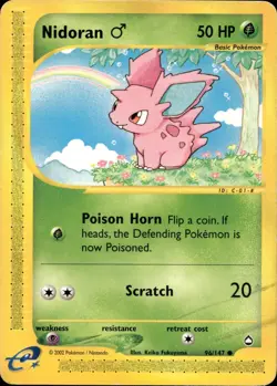 NIDORAN M 96 COMMON AQUAPOLIS POKEMON MP - Image 1