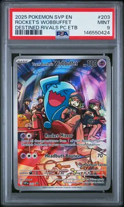 Pokemon Team Rocket's Wobbuffet Pokemon Center Stamped Promo 203 PSA 9 MINT - Image 1