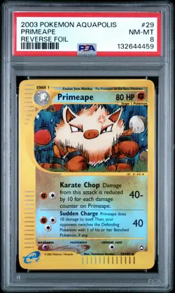 2003 POKEMON AQUAPOLIS #29 PRIMEAPE-REVERSE FOIL PSA 8 - Image 1