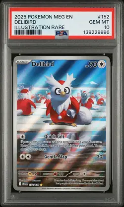 2025 POKEMON MEG EN-MEGA EVOLUTION ILLUSTRATION RARE #152 DELIBIRD PSA 10 - Image 1
