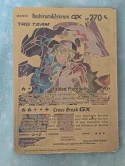 Pokemon Reshiram & Zekrom GX Full Art TAG TEAM Holo SM-Cosmic Eclipse 222/236 LP - Image 1