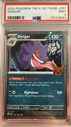 Pokemon 2024 TCG Trick or Trade Gengar Cosmos Holo 057/091 PSA 9 - Image 1