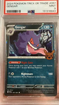 Pokemon 2024 TCG Trick or Trade Gengar Cosmos Holo 057/091 PSA 9 - Image 2