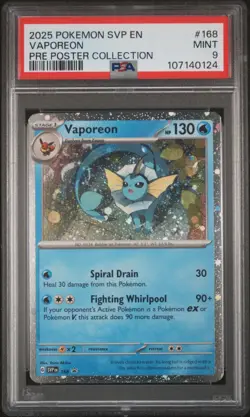 2025 POKEMON SVP EN-SV BLACK STAR PROMO #168 VAPOREON PSA 9 - Image 1