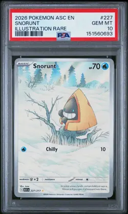 2026 POKEMON ASC EN-ASCENDED HEROES ILLUSTRATION RARE #227 SNORUNT PSA 10 - Image 1