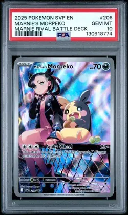 2025 POKEMON SVP EN-SV BLACK STAR PROMO #206 MARNIE'S MORPEKO PSA 10 - Image 1