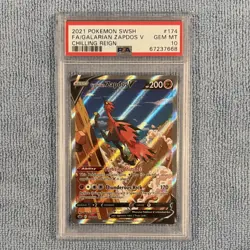 Galarian Zapdos V 174/198 Pokemon TCG Chilling Reign Full Art Holo PSA 10 - Image 1