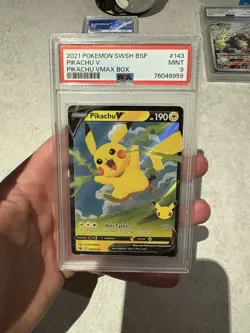 PSA 9 Pikachu V SWSH143 Celebrations Black Star Promo Pokemon Card - Image 1