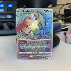 NM Pokemon Lugia VSTAR TCG Rainbow Secret Rare Card #202/195 Silver Tempest - Image 1