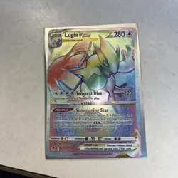 NM Pokemon Lugia VSTAR TCG Rainbow Secret Rare Card #202/195 Silver Tempest - Image 2
