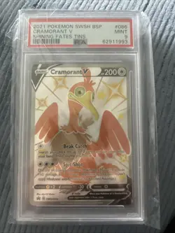2021 Pokemon Sword & Shield Shining Fates Tin Cramorant V Card #86 PSA 9 MINT - Image 1