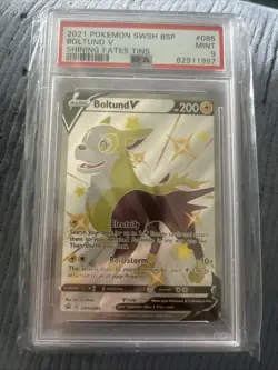 2021 Pokemon Sword & Shield Shining Fates Tin Boltund V Card #85 PSA 9 MINT - Image 1