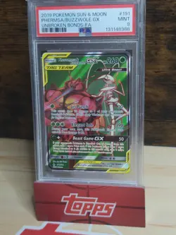 2019 POKEMON SUN & MOON UNBROKEN BONDS 191 FA PHEROMOSA & BUZZWOLE GX PSA MINT 9 - Image 2