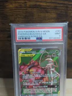 2019 POKEMON SUN & MOON UNBROKEN BONDS 191 FA PHEROMOSA & BUZZWOLE GX PSA MINT 9 - Image 3