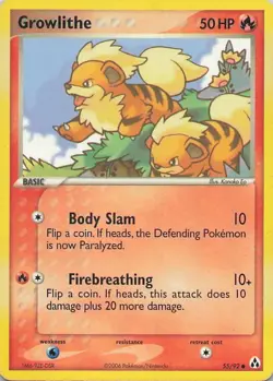 Growlithe 55/92 Legend Maker Regular (See Photos) Pokemon Card - Image 1