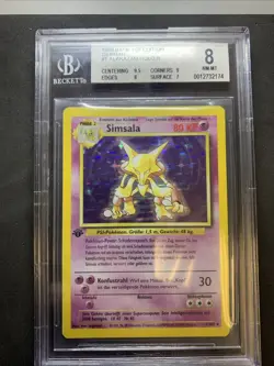 Base Set 1st Edition Alakazam 1/102 Holo 1999 BGS 9 Mint German Pokemon Simsala - Image 1