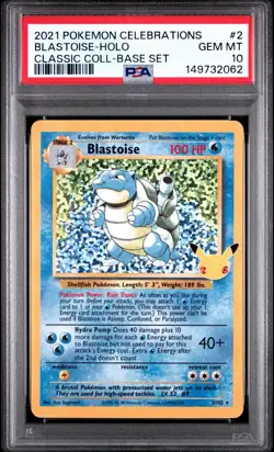2021 POKEMON CELEBRATIONS CLASSIC COLL #2 BLASTOISE-HOLO PSA 10 - Image 1