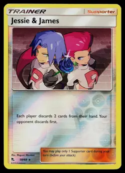 Pokemon Card - Jessie & James Hidden Fates 58/68 Reverse Holo Rare 2019 - Image 1
