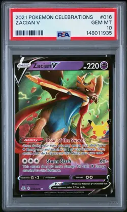 2021 POKEMON CELEBRATIONS #016 ZACIAN V PSA 10 - Image 1