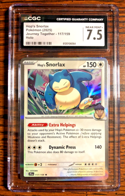 Hop's Snorlax Holo Rare #117|CGC NEAR MINT+ 7.5|SV Journey Together|Pokemon TCG - Image 1
