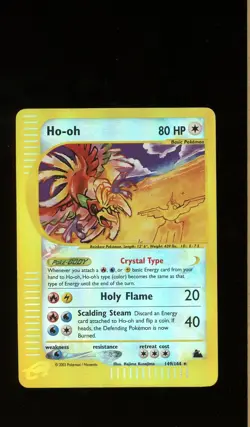 2003 POKEMON SKYRIDGE REVERSE HOLO CRYSTAL HO-OH 149/144 LP - Image 1