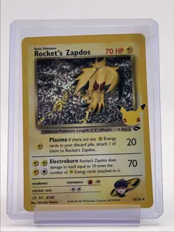 ROCKET'S ZAPDOS 2021 POKEMON GYM CHALLENGE CELEBRATIONS HOLO RARE 15 Q6011 - Image 1
