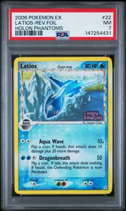 2006 Pokemon EX Holon Phantoms #22 Latios Reverse Holo PSA 7 NM - Image 1
