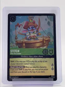 STITCH 2024 DISNEY LORCANA AZURITE SEA RARE HOLO FOIL Q4385 - Image 1