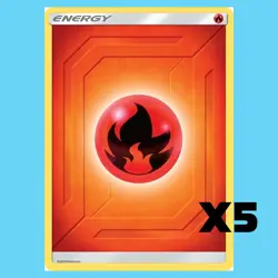 5x Fire Energy Pokemon Cards - 2019 Sun & Moon - Near Mint/Pack Fresh - Image 1