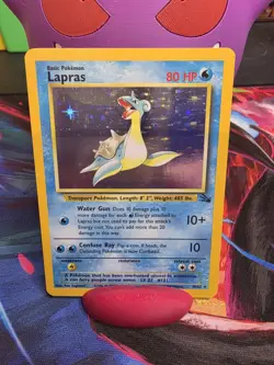 Lapras Pokemon Card Holo WOTC 10/62 Fossil Set Rare Vintage 1999 Original MP - Image 1