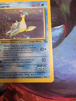 Lapras Pokemon Card Holo WOTC 10/62 Fossil Set Rare Vintage 1999 Original MP - Image 4
