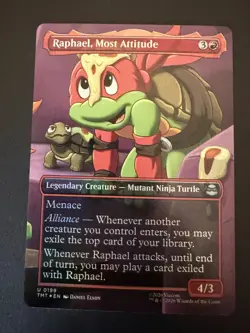 Raphael Most Attitude MTG TMNT Ninja Turtles 0199 Uncommon Foil Borderless NM - Image 1