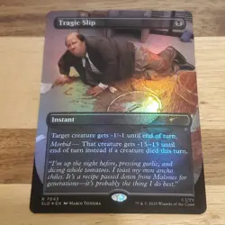 1x Tragic Slip, Borderless Art Foil, Secret Lair Drop 7043, Magic MTG NM 002 - Image 1