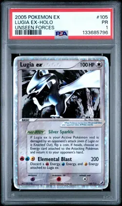 2005 Pokemon Ex Unseen Forces #105 Lugia EX Holo PSA 1 PR - Image 1