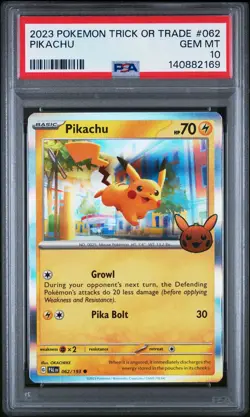 2023 POKEMON TRICK OR TRADE #062 PIKACHU PSA 10 - Image 1