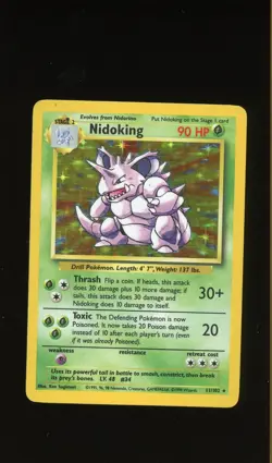 1999 POKEMON BASE SET UNLIMITED HOLO NIDOKING 11/102 LP-MP - Image 1