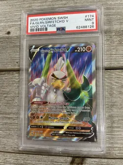 Graded PSA 9 2020 Pokemon Swsh - FA Glrn. Sirfetch’d V - Vivid Voltage - Image 1