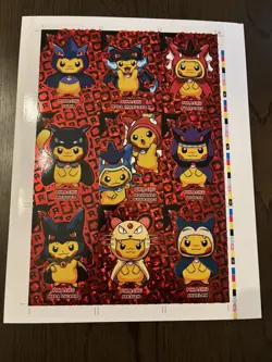 Uncut Pikachu Poncho Sheet (Red Foil ) Pokemon Non TCG Free Shipping! - Image 1