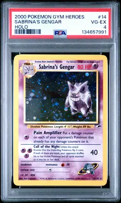 2000 POKEMON GYM HEROES HOLO #14 SABRINA'S GENGAR PSA 4 - Image 1