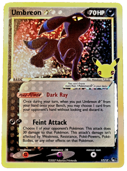 Pokemon Umbreon 17/17 Celebrations Gold Star 25th Classic Holo N/M or Better - Image 1