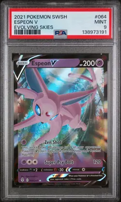 2021 POKEMON SWORD & SHIELD EVOLVING SKIES #064 ESPEON V PSA 9 - Image 1