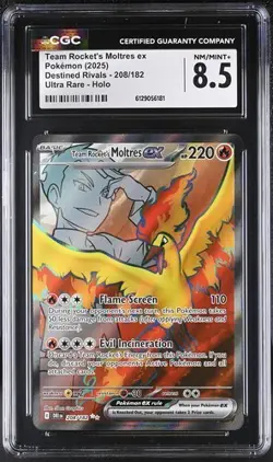 Team Rocket's Moltres EX *CGC 8.5* Ultra Rare *Destined Rivals* #208 * Pokemon - Image 1